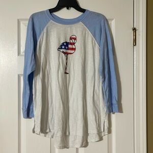 Cute Patriotic Flamingo 3/4 sleeve top XL